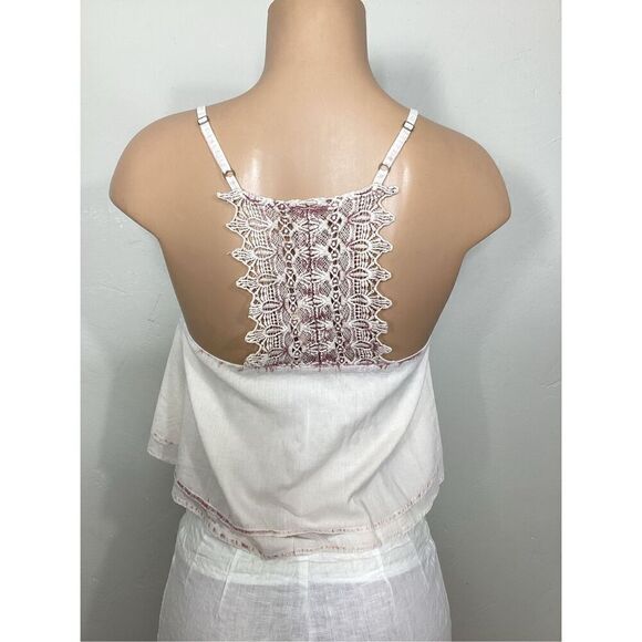 New. RAGA boho ivory/pink embroidered crop top. Small. Retails $109 - Picture 5 of 8